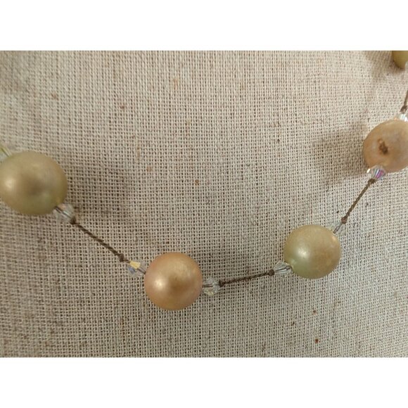 Pastel Pearl Beaded Necklace With Adjustable Chain & Sterling Lobster Clasp - Picture 3 of 6